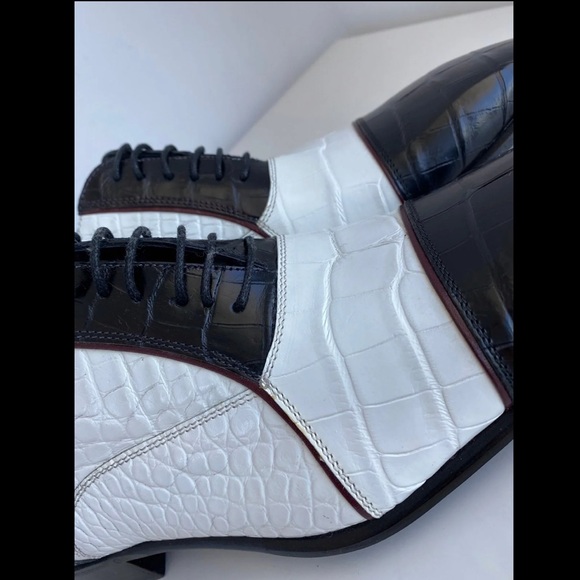 Caporicci 201 Genuine Alligator Spectator Shoes Black / White - Picture 12 of 16